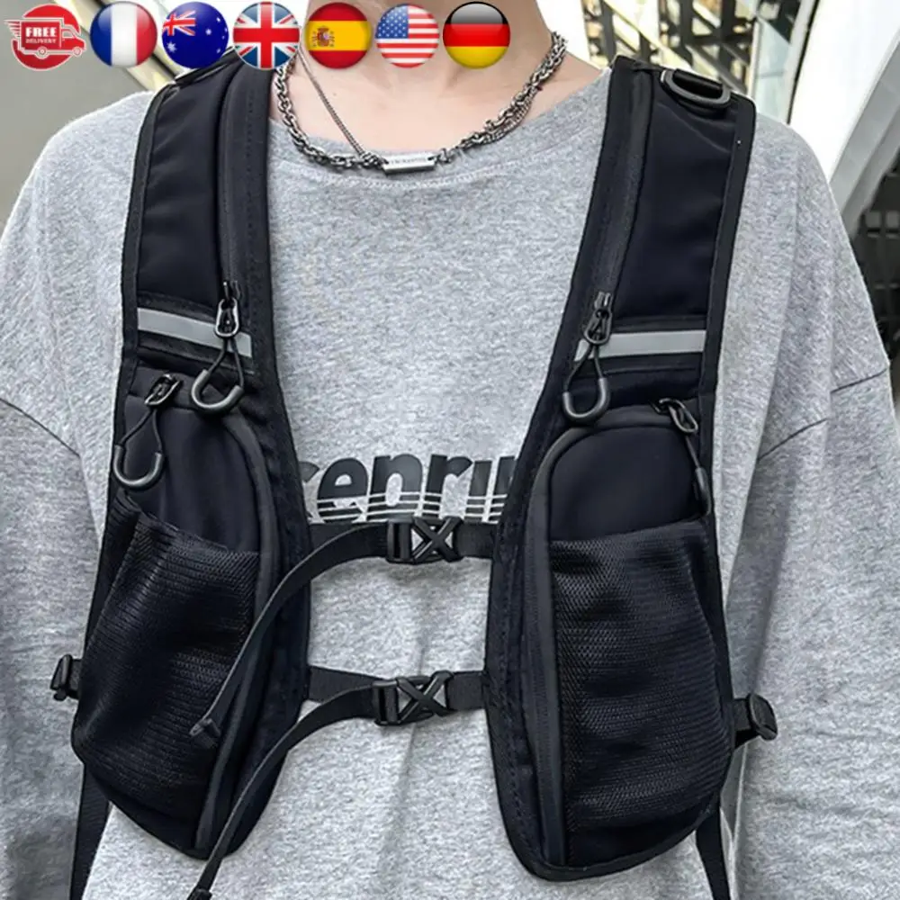 

Функциональный тактический жилет Светоотражающая сумка для хранения телефона Легкая нагрудная сумка с карманом и дополнительным рюкзаком для хранения Жилет