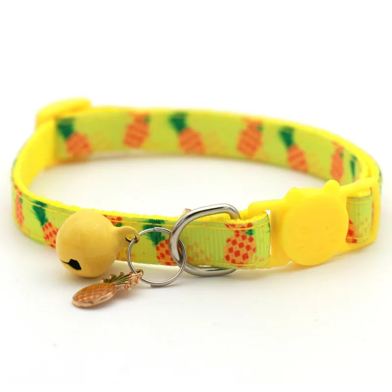 Neues Haustierhalsband mit Fruchtdruck und Glocke für Katzen, Hunde, Kätzchen, Welpen, verstellbares gewebtes Band, Halskette für Welpen und Kätzchen, Haustierzubehör – Detail 3