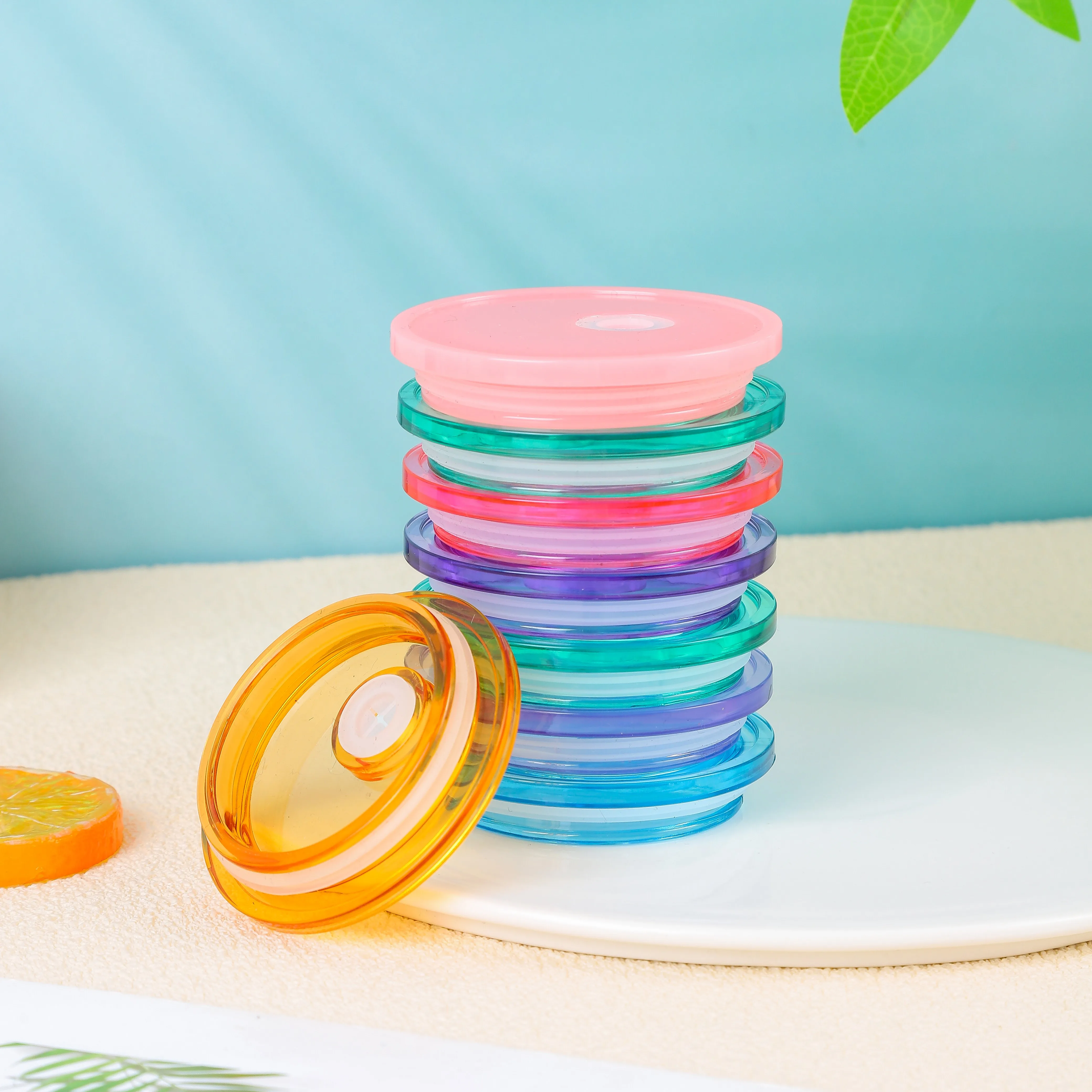 16 Oz Cup Cover Portable Candy Color DIY Plastic Glass Cup Lids Iced Coffee Cup Reusable Bowl Cover Fashion Cartoon Environment - Image 6