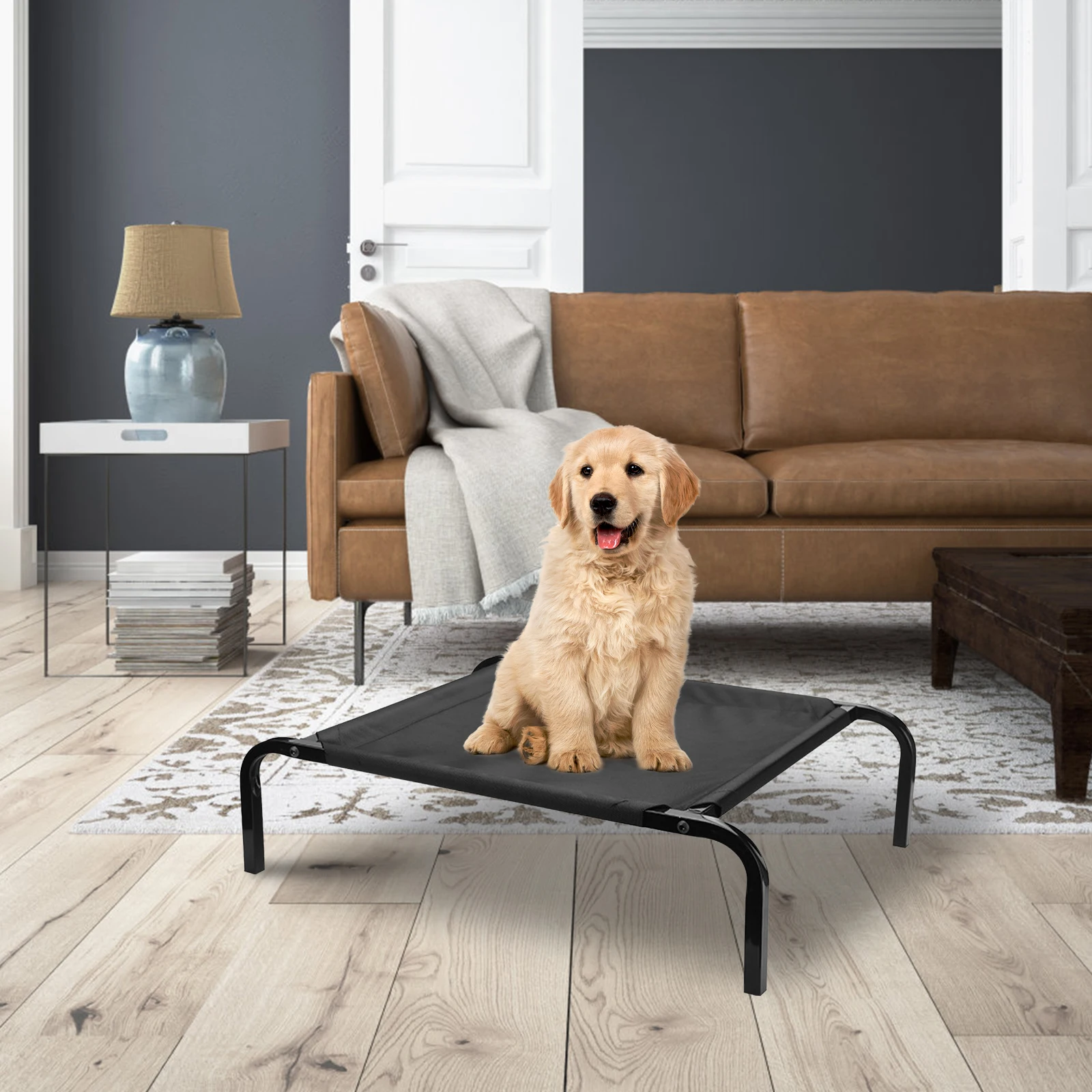 

Elevated Dog Bed Large Pet Bed Cover High Footed Pet Sleeping Hammock Washable Wear-Resist Detachable For Indoor Outdoor Camping
