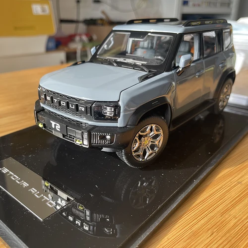 Jetour T2 T-2 체리 SUV 여행자 합금 자동차 모델 데스크탑 디스플레이, 마이크로 모델 컬렉션 디스플레이 선물, 시안 그레이 1:18