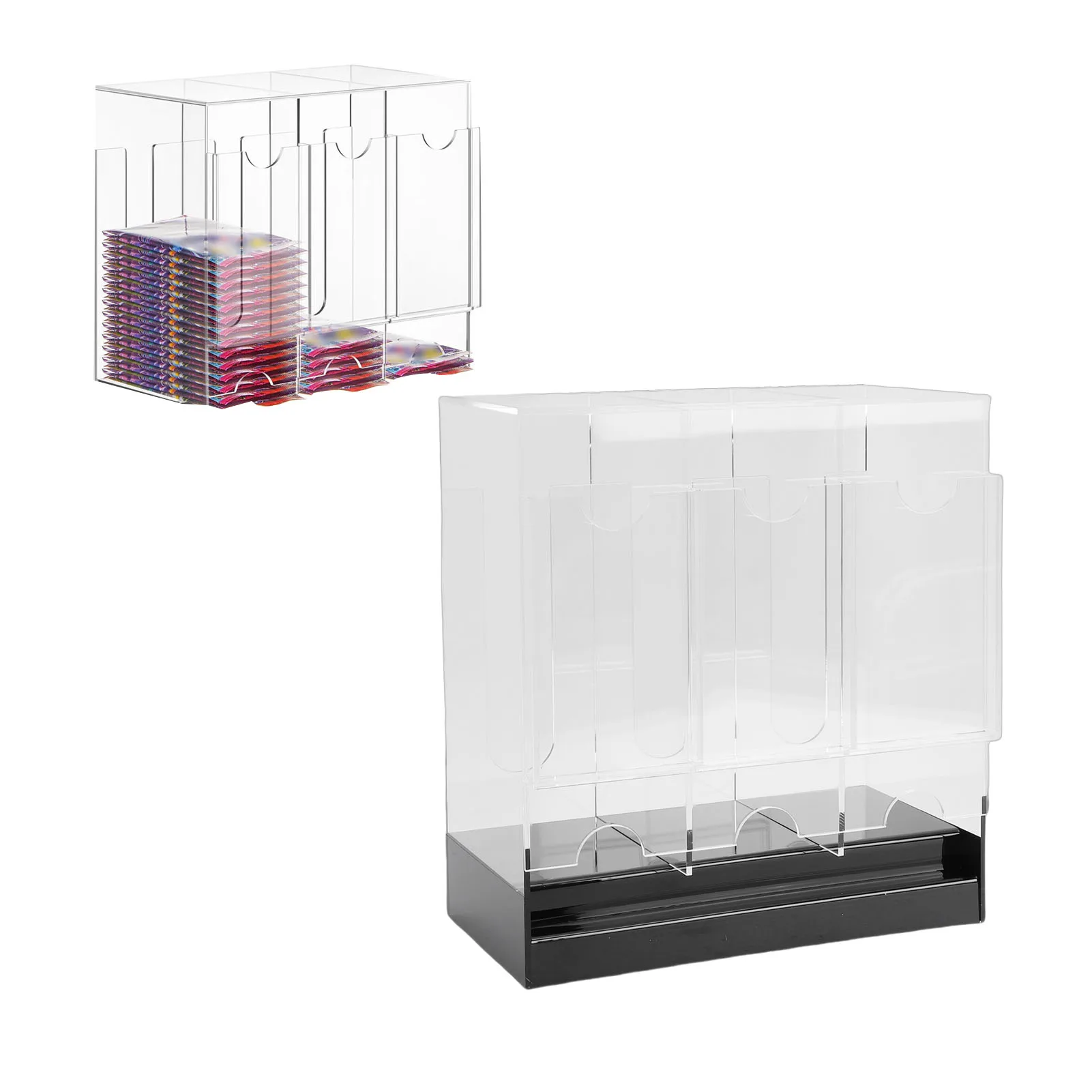 

3 Slot Booster Pack Dispenser Acrylic Card Pack Display Holder Organizer with Black Base for Trading Cards Sports Cards