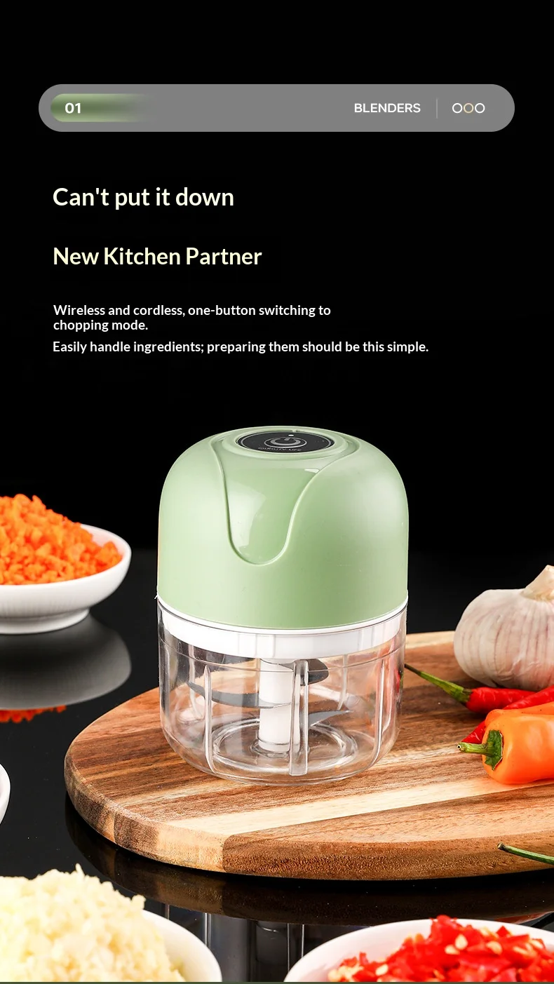 HOMEFISH Electric Mini Kitchen Garlic Paste Mixer Baby Food Meat Grinder Home Multi-functional Garlic Crusher