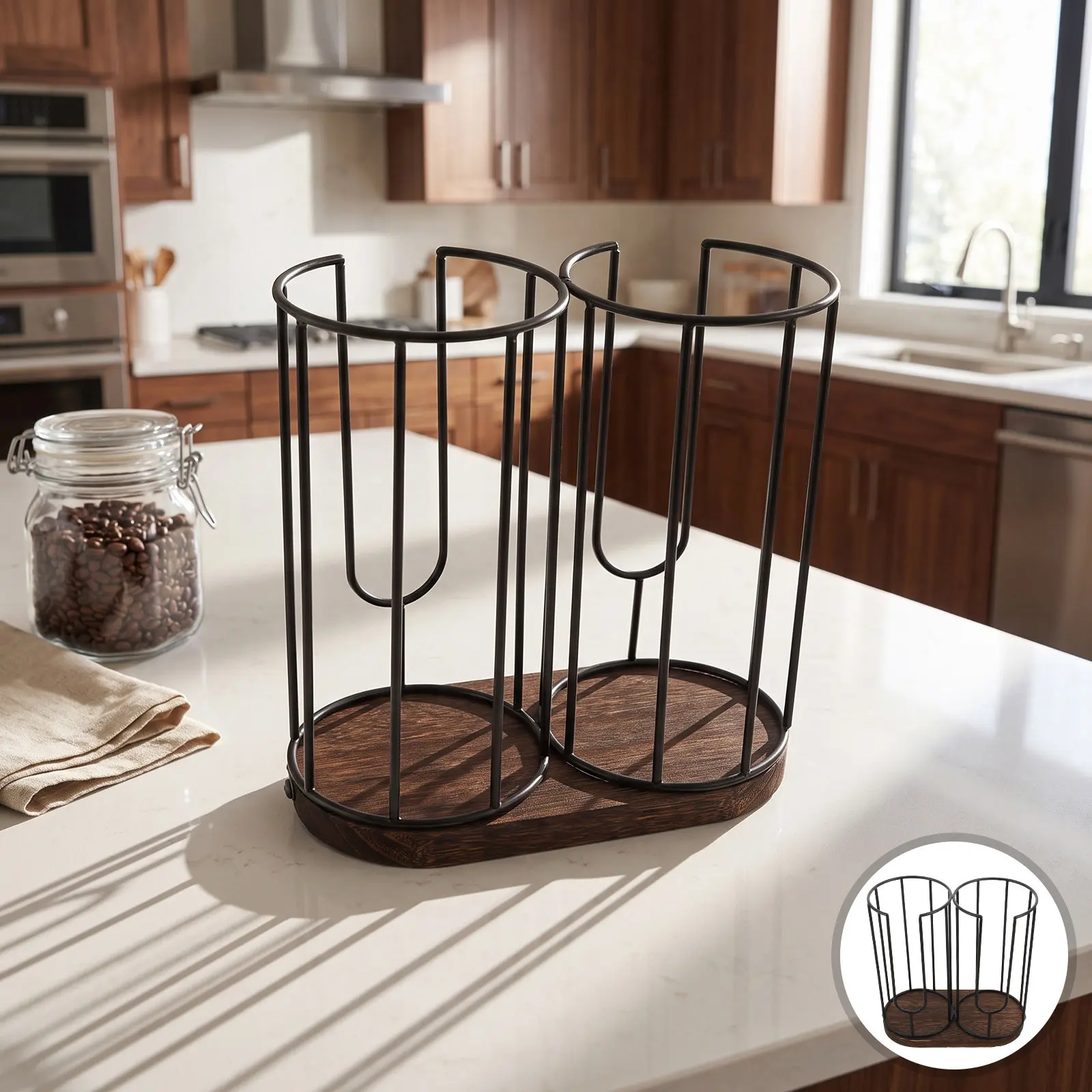cup-lid-straw-holder-organizer-wood-coffee-dispenser-compartments-paper-stable-station-countertop-rack