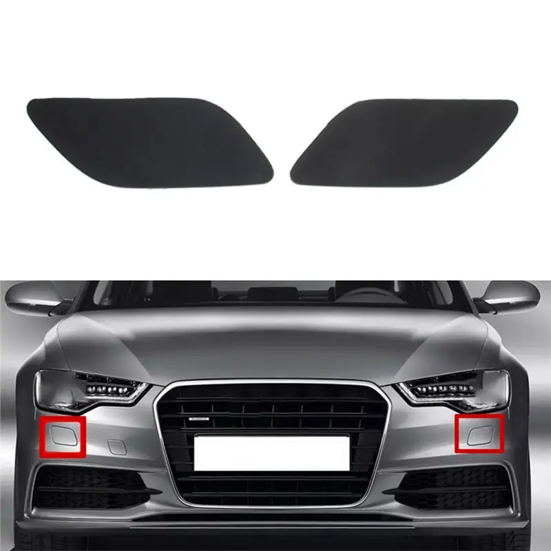 AS57-1Pair Front Bumper Headlight Washer Spray Nozzle Cover For A6 S6 C7 S-Line 2011-2016 4G0955275B 4G0955276B