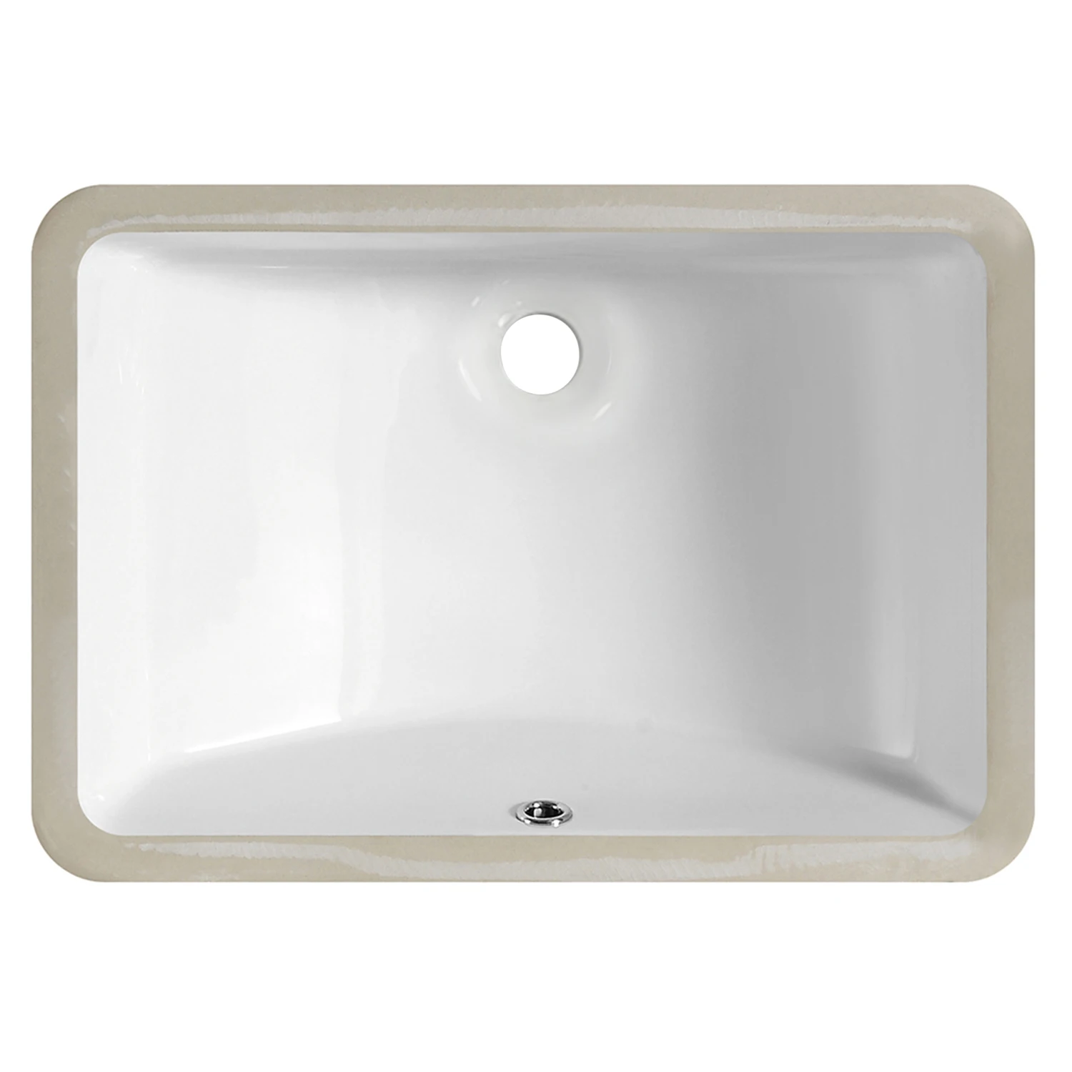 Ceramic Porcelain Rectangular Undermount Bathroom Sink with Polished Chrome and Matte Black Overflow