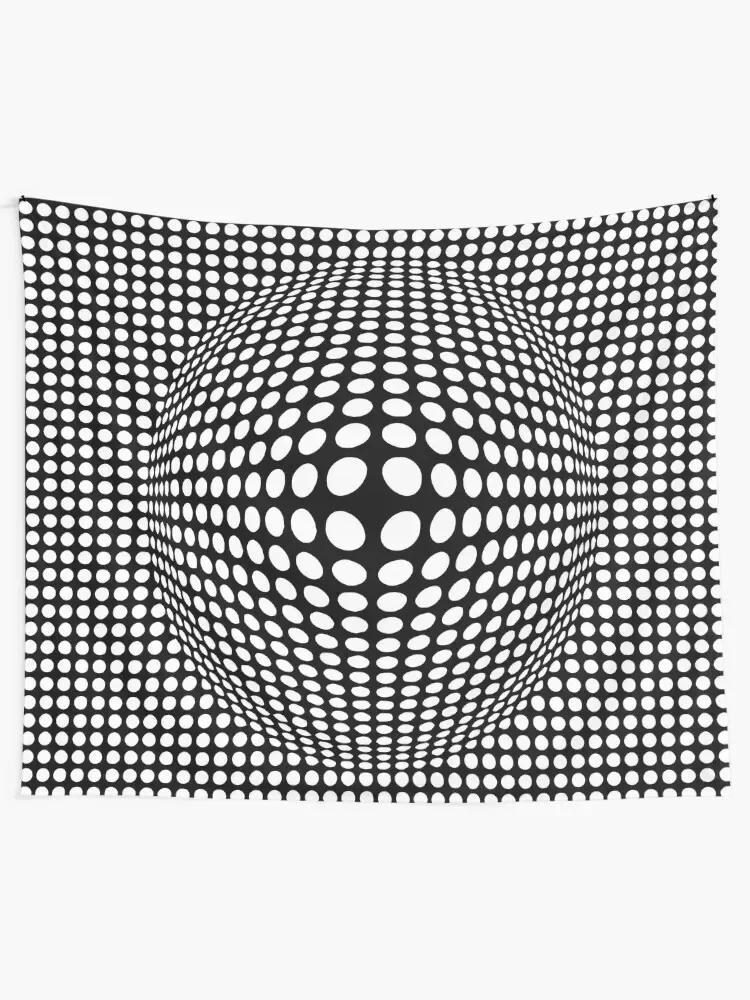 Black And White Victor Vasarely Style Optical Illusion Tapestry Wall Mural Decoration Aesthetic Tapestry
