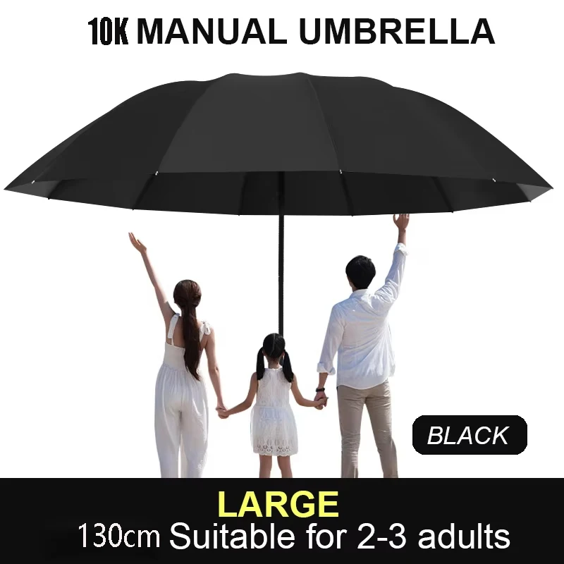 130 cm Extra großer dreifach gefalteter Regen- und Regenschirm. Effektiver Regenschutz. Effektive Windbeständigkeit, UV-Beständigkeit – Detail 6