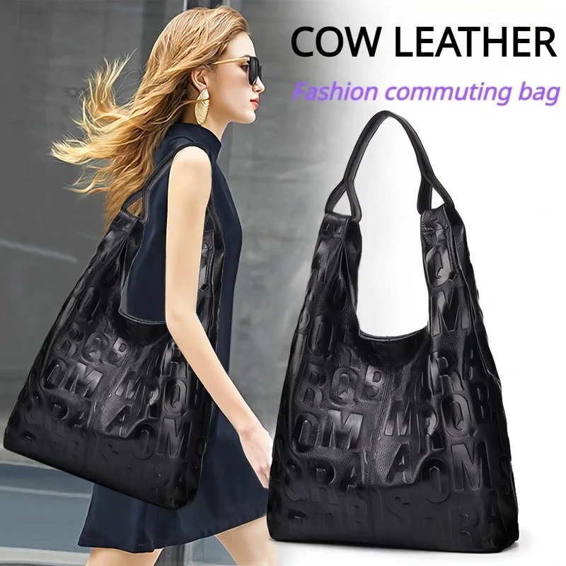 

Women's Tote Bag Genuine Leather Bag New Large-capacity High-quality First Layer Cowhide Commuting Armpit Shoulder Bag