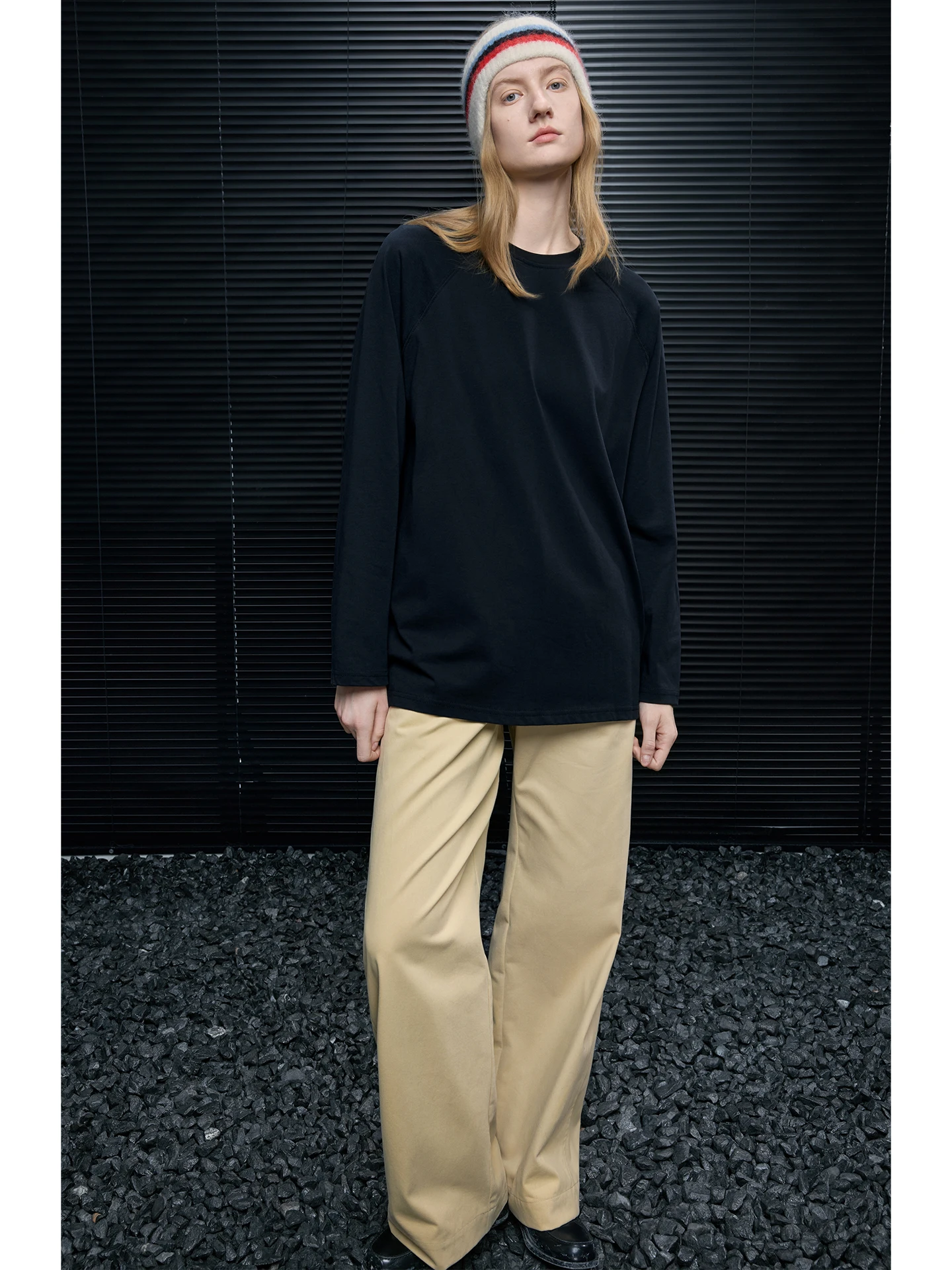 

Bla Long Sve Pure Cotton T-irt Women's Loose Lazy Sle Simple Match Street Faion Spring 2026 New Arrival