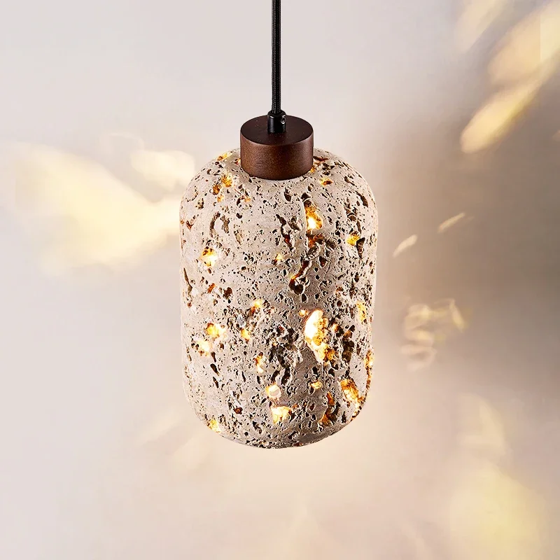 

Scandinavian Designer Milky White Travertine Pendant Light for Bedroom Bedside Bar Dining Room Hallway Living Room Atmosphere