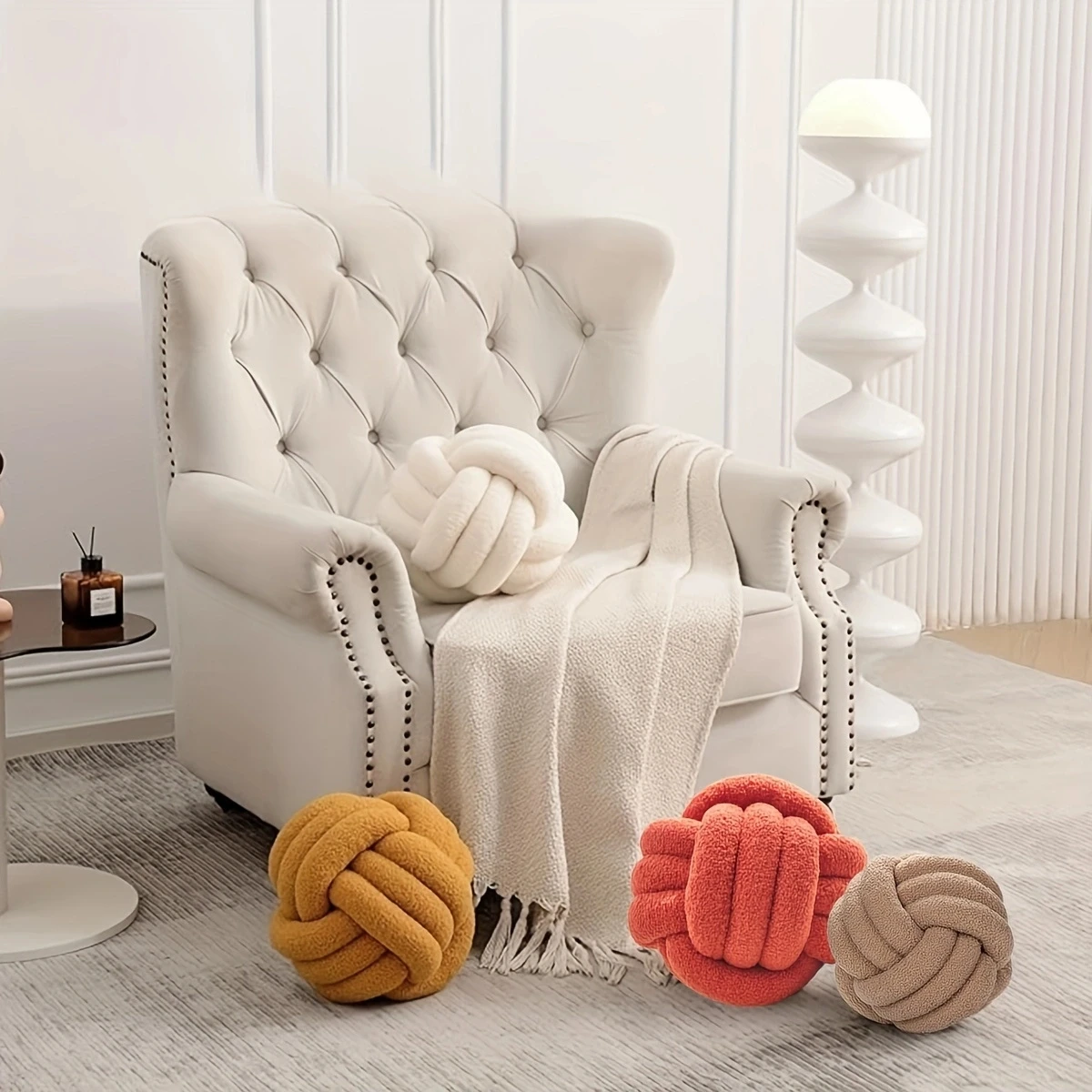 1pc Round Knot Throw Pillow Home Decorative Ball Pillow Soft, Knot Pillow Ball, Knotted Pillow for Living Room Bed Couch Sofa