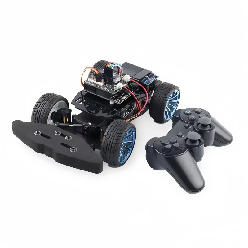 Intelligent car chassis servo steering 4wd small car rear drive metal motor PS2 handle control