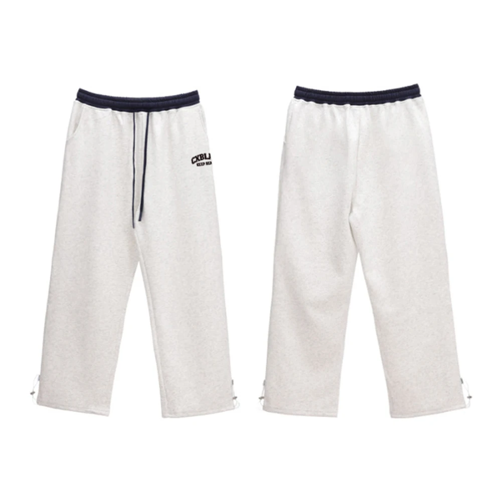 Contrast Color Pants Y2K Loose Pants Gym Wear Casual Outing Letter Pattern Pants Regular Length Trousers Slightly Elastic Fabric