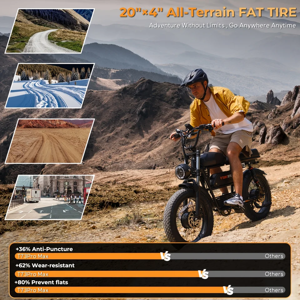 Adult Electric Bicycle, 749W Brushless Motor 20MPH, 80-120 Miles, Detachable Dual Battery 48V20.8AH, Hydraulic Brake+Front Fork image 6