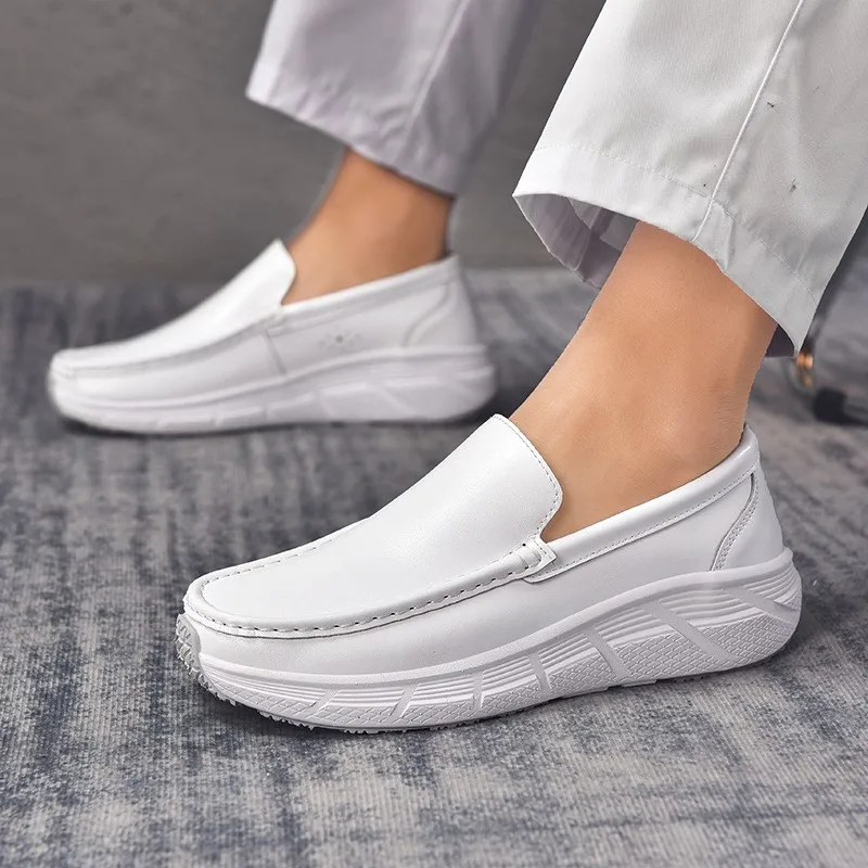 

Leather soft-soled nurse shoes for men and women comfortable all match breathable non-slip work shoes large size casual shoes