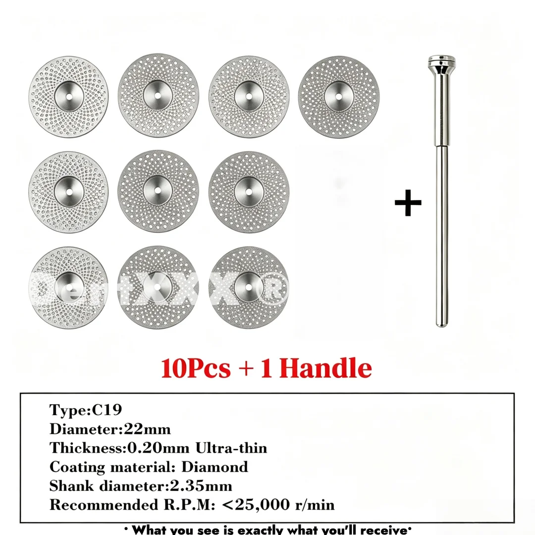 Ultra-Thin Double-Sided Diamond Grinding Discs – 0.20mm Cutting & Polishing Blades with 2.35mm Shank