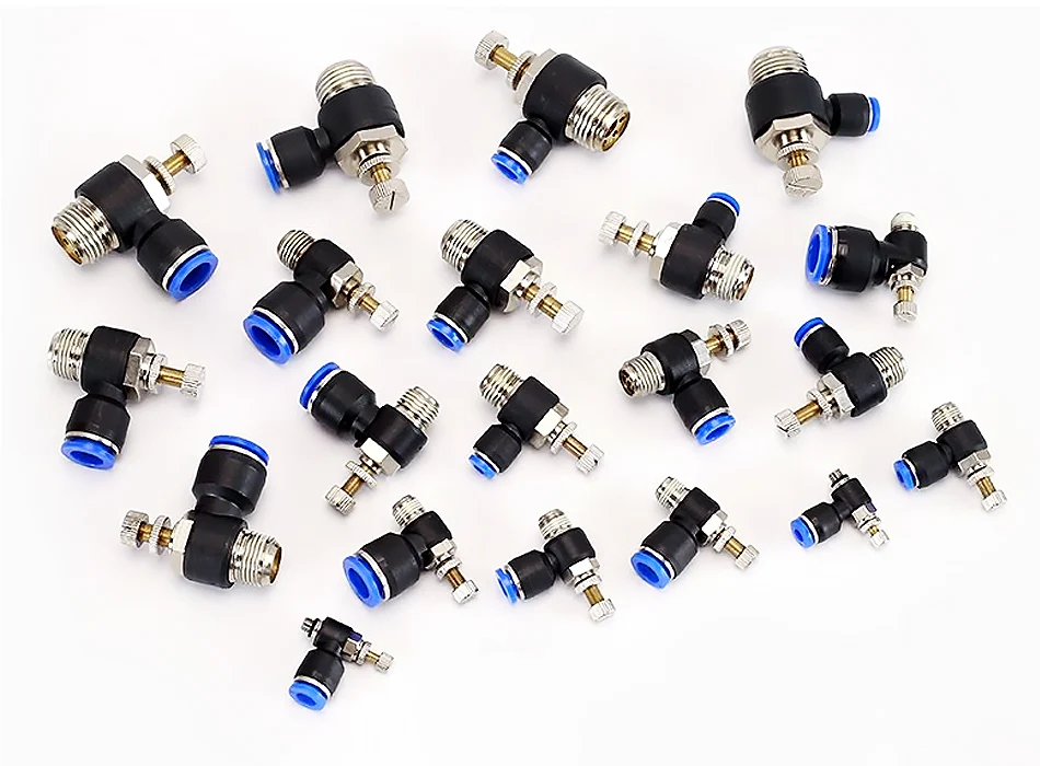 5PCS SL Type Pneumatic Speed Regulating Valve 6mm Tube M5 1/8" 1/4" 3/8" 1/2" Thread Throttle Fitting Air Hose Quick Connectors T&I Online Store