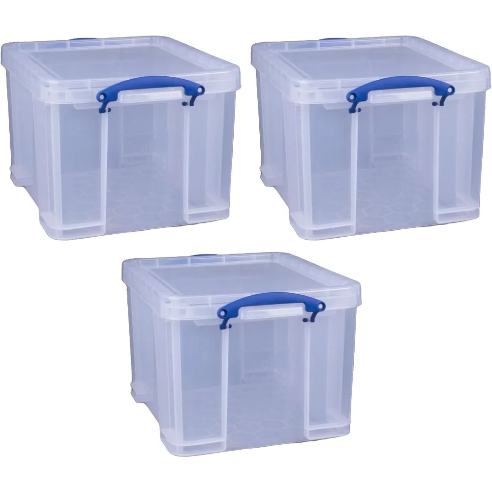 32 Liters Storage Bin Container with Snap Lid and Clip Lock Handles for Lidded Home and Office Storage Organization, 12 Pack