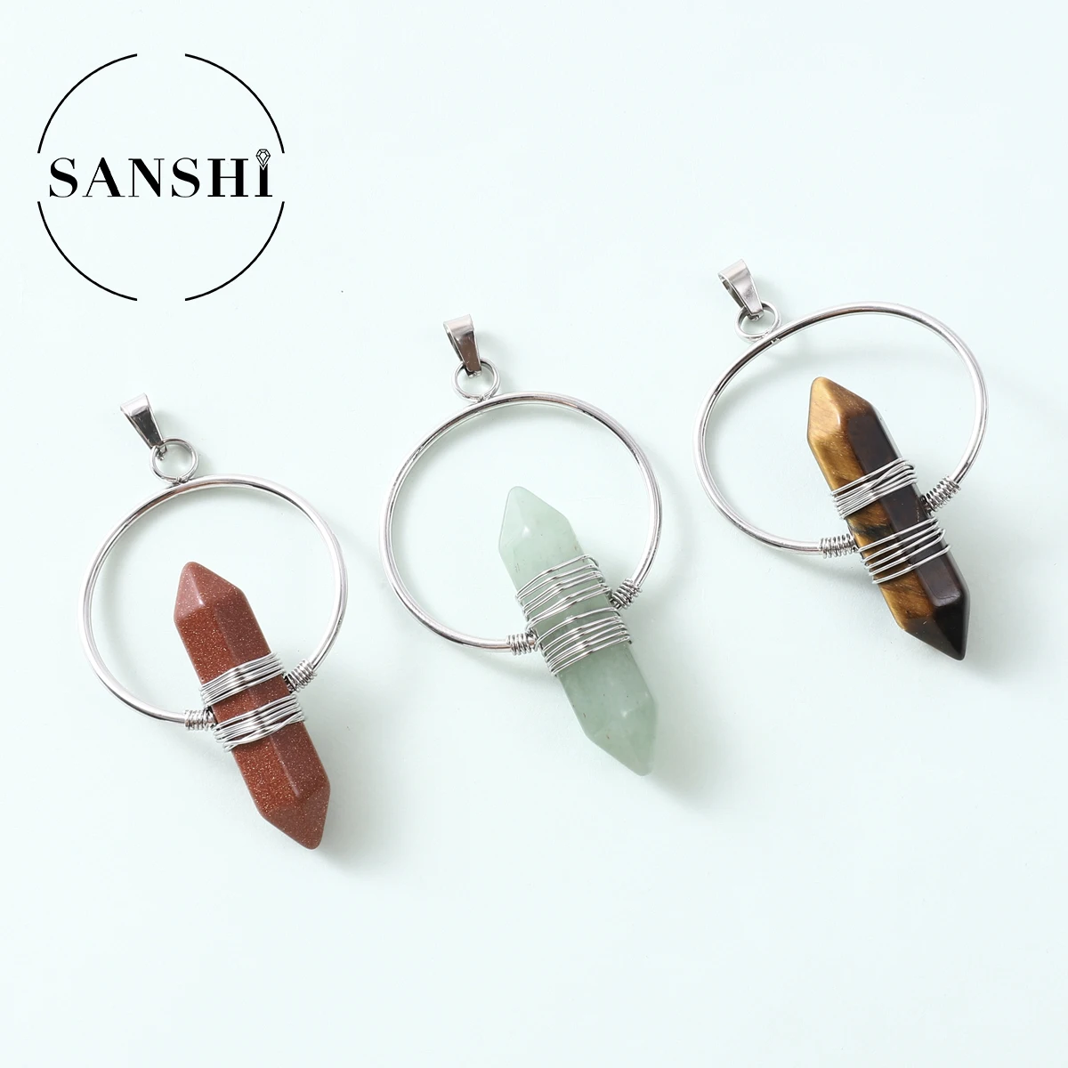 Multi-colour Bullet Shape Healing Pendant DIY Decoration (without Chain) Women Men Fashion Jewelry Pendant Accessories