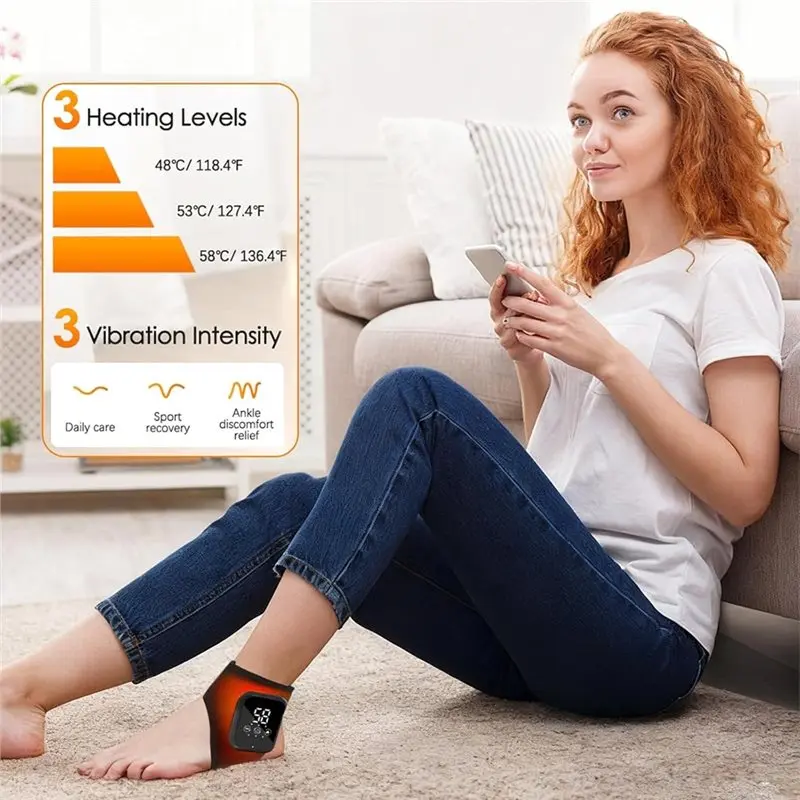 B64B - Orteza na nadgarstek z funkcją grzania, 2 sztuki, pas do masażu kostki, elektryczny kompres ciepły, ochraniacz na stopę i kostkę