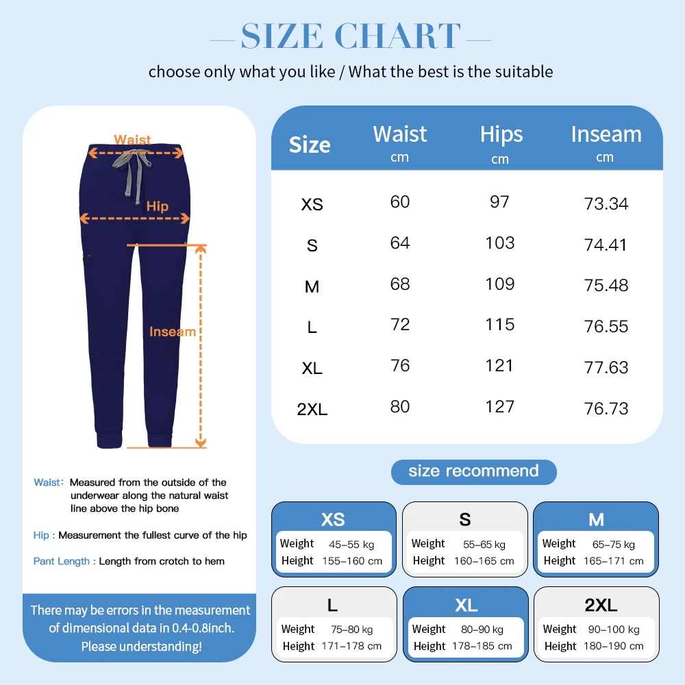 Solid Color Jogger Pants Stretch Medical Pants Dental Clinic Scrub Trousers Comfortable Veterinary Operating Room Scrubs Bottoms