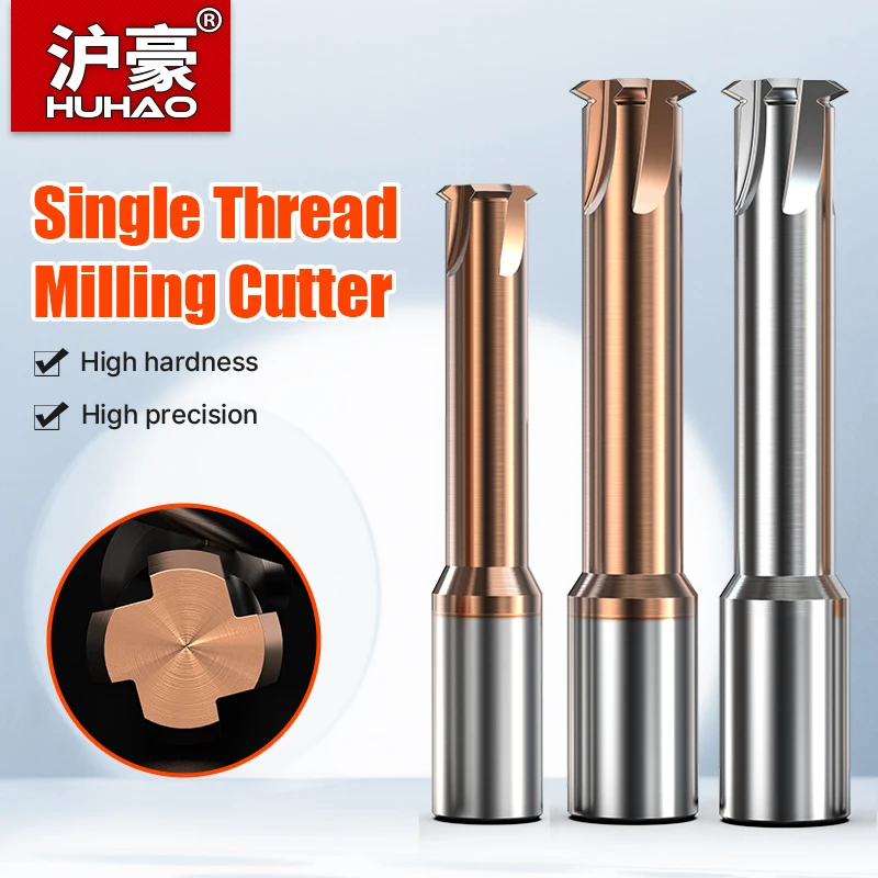 HUHAO Thread Cutter Single Tooth Spiral Milling Cutter CNC Machine Tools Thread End Mill Router Bits M1 M1.6 M2 M3 M4 M5