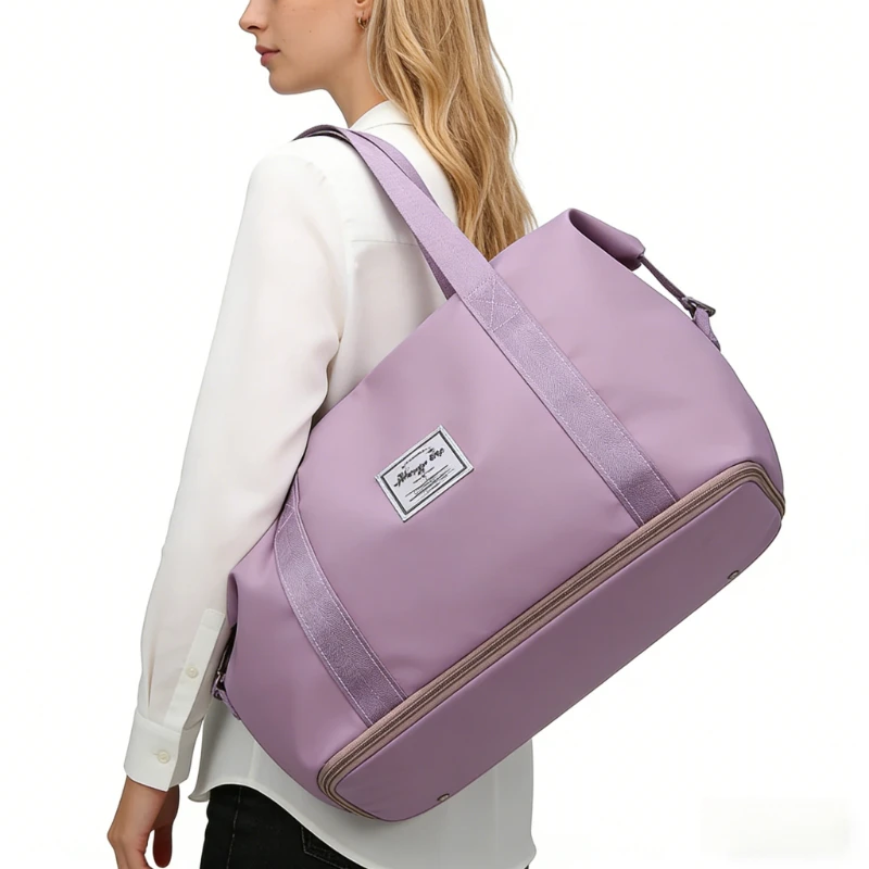 

Extendable Women's Large Capacity Storage Luggage Handbag Leisure Travel Duffle Bag Waterproof Nylon Sports and Fitness Handbag