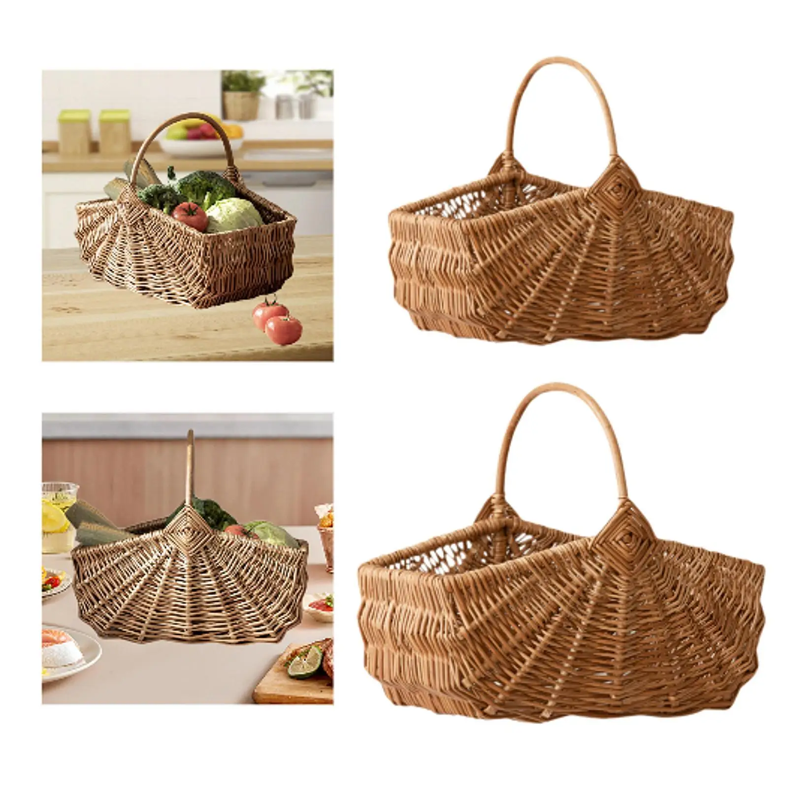 Gift Basket Empty Picnic Basket Natural Color Outdoor Camping Sturdy Woven Body Valentines Thanks Giving Wicker Picnic Basket