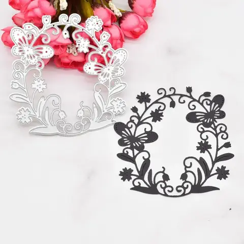 DIY स्क्रैपबुकिंग कार्ड बनाने वाले पेपर क्राफ्ट के लिए 1 पीस तितली फूल अंडाकार फ्रेम मेटल कटिंग डाइज़ 8 best sales तितली मर जाती है - №6