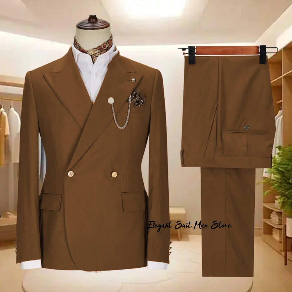 솔리드 컬러 클래식 남성 정장 2피스 세트 블랙 수트 세트 수트 팬츠 재킷 비즈니스 블레이저 수트 세트 신랑 예복 세트