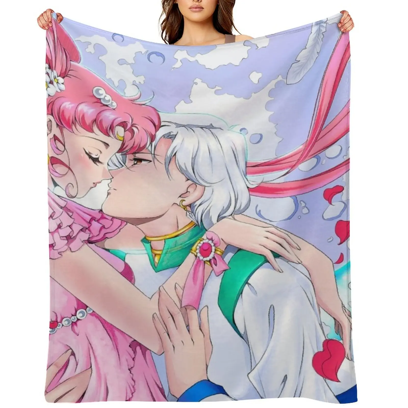 Helios x Chibiusa Moonlight Kiss Throw Blanket Picnic Weighted Soft Beds Sofa Quilt Blankets