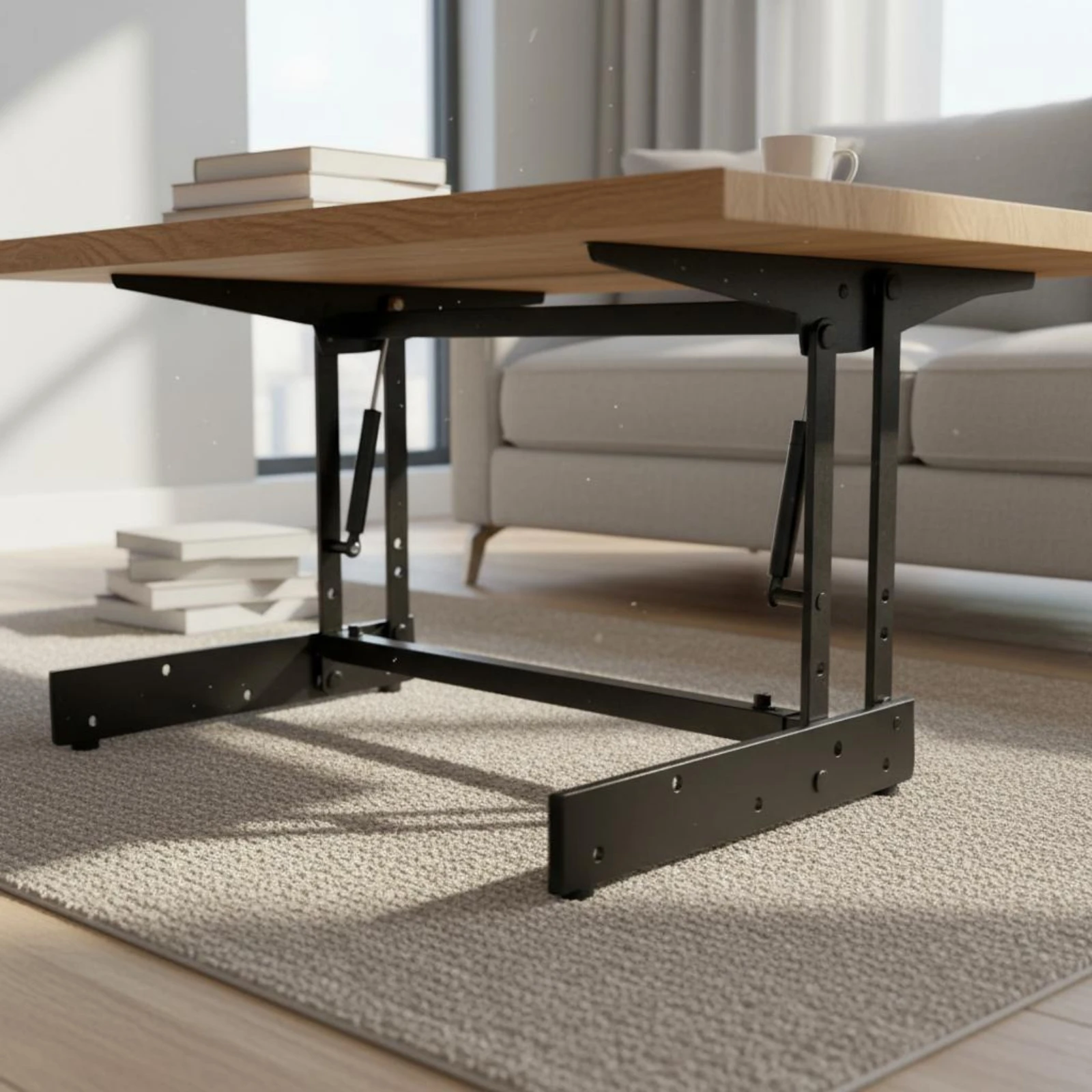 6 Sets Folding Table Lift Mechanism Easy to Operate Adjustable Lift Support Frame Space-Saving High Load Capacity