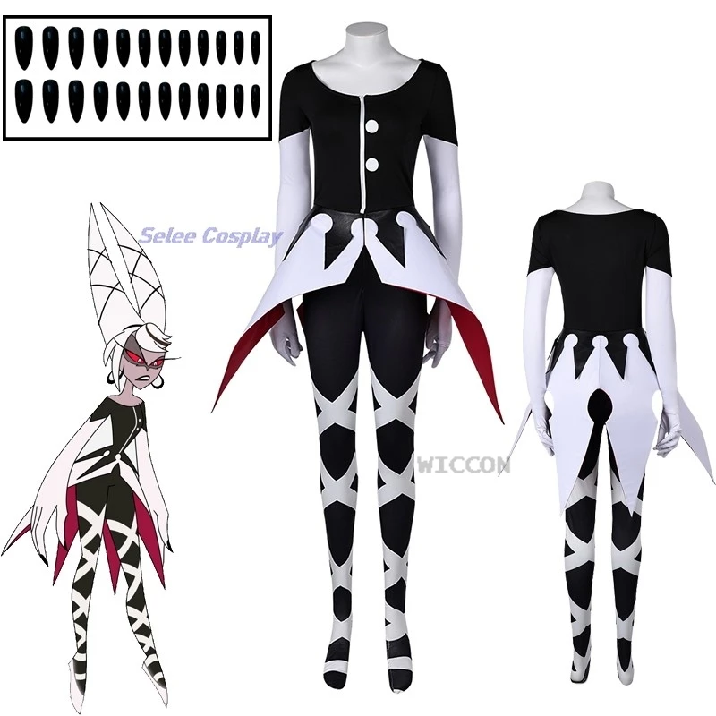 

Hazbin Carmilla Carmine Cosplay Costume Anime Hotel Carmilla Cosplay Uniform Nail Demon Halloween Party Women Fancy Suit