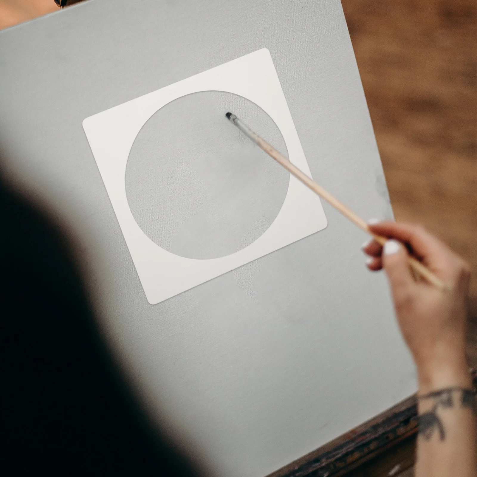 แม่แบบลายฉลุสำหรับวาดภาพ 8 ชิ้น รูปทรงวงกลม ทำจากพลาสติก สำหรับงาน DIY วาดภาพบนผนัง ใช้ซ้ำได้ ทนทาน