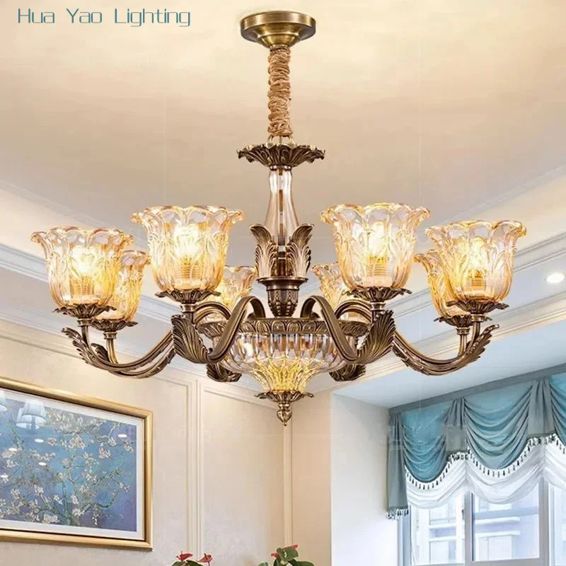 

Современная латунная медная хрустальная люстра, роскошная бронзовая хрустальная лампа E14 AC, блестящее подвесное освещение