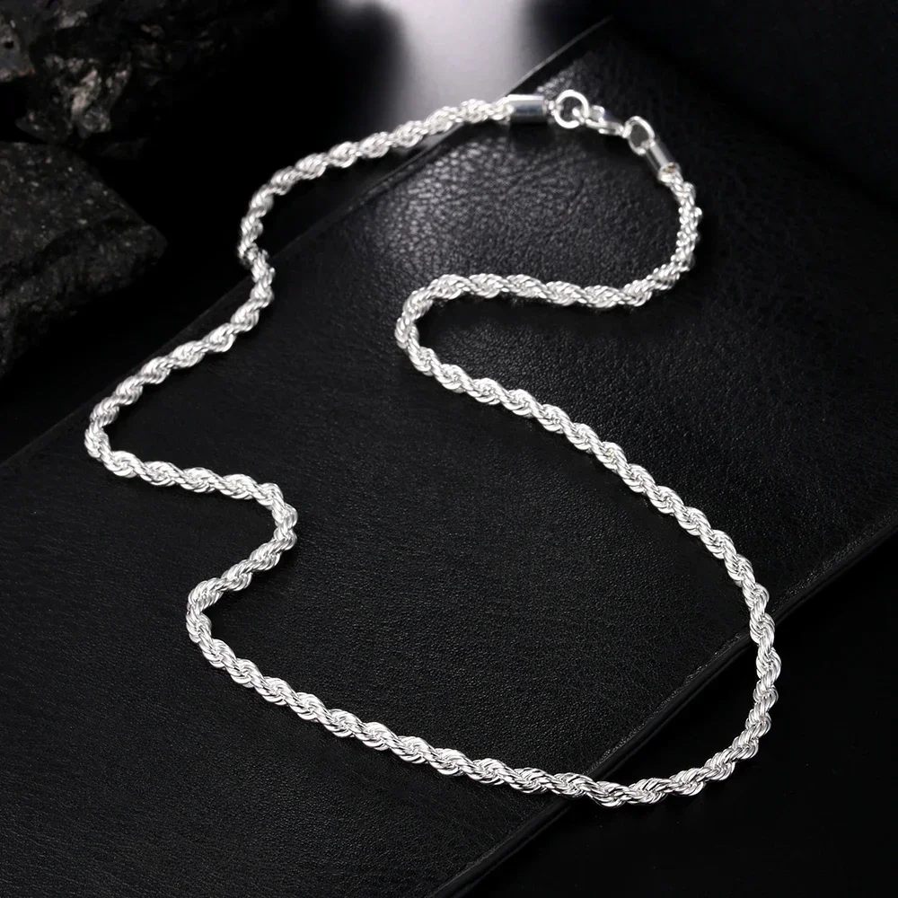 Factory Direct 925 Sterling Silver Necklaces for woman men classic Jewelry 16-24 Inches Exquisite 4MM rope chain party Gift