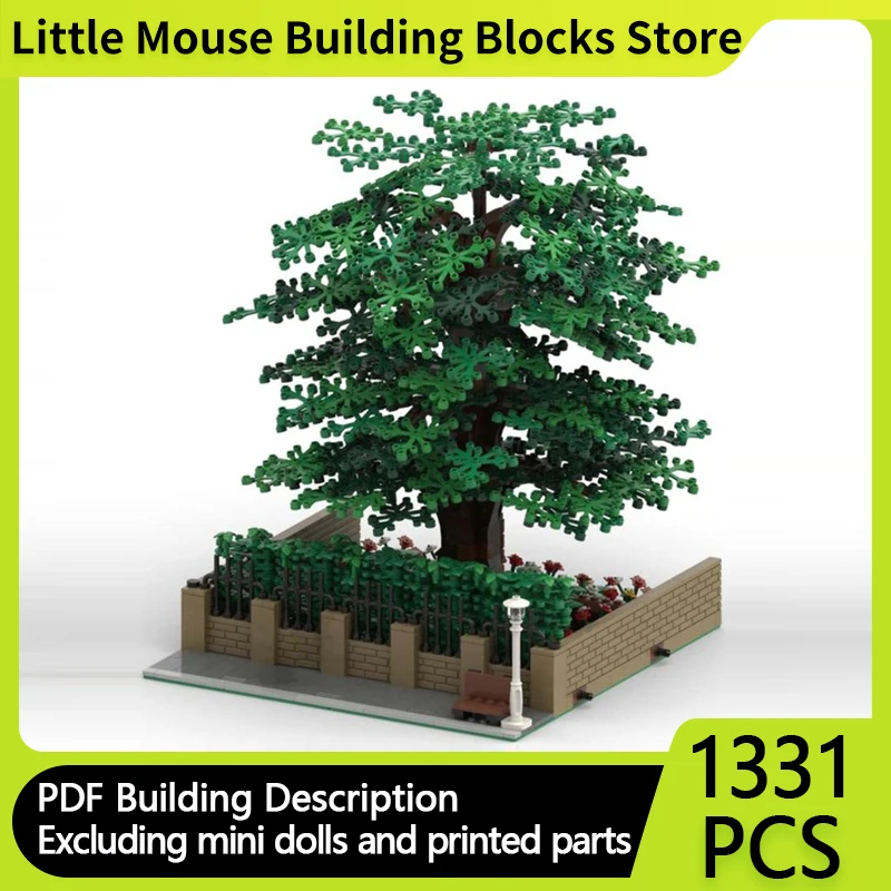 

Street View Model MOC Building Bricks Vacant Lot With Tree Hedge Modular Technology Gifts Holiday Assemble Children Toys Suit