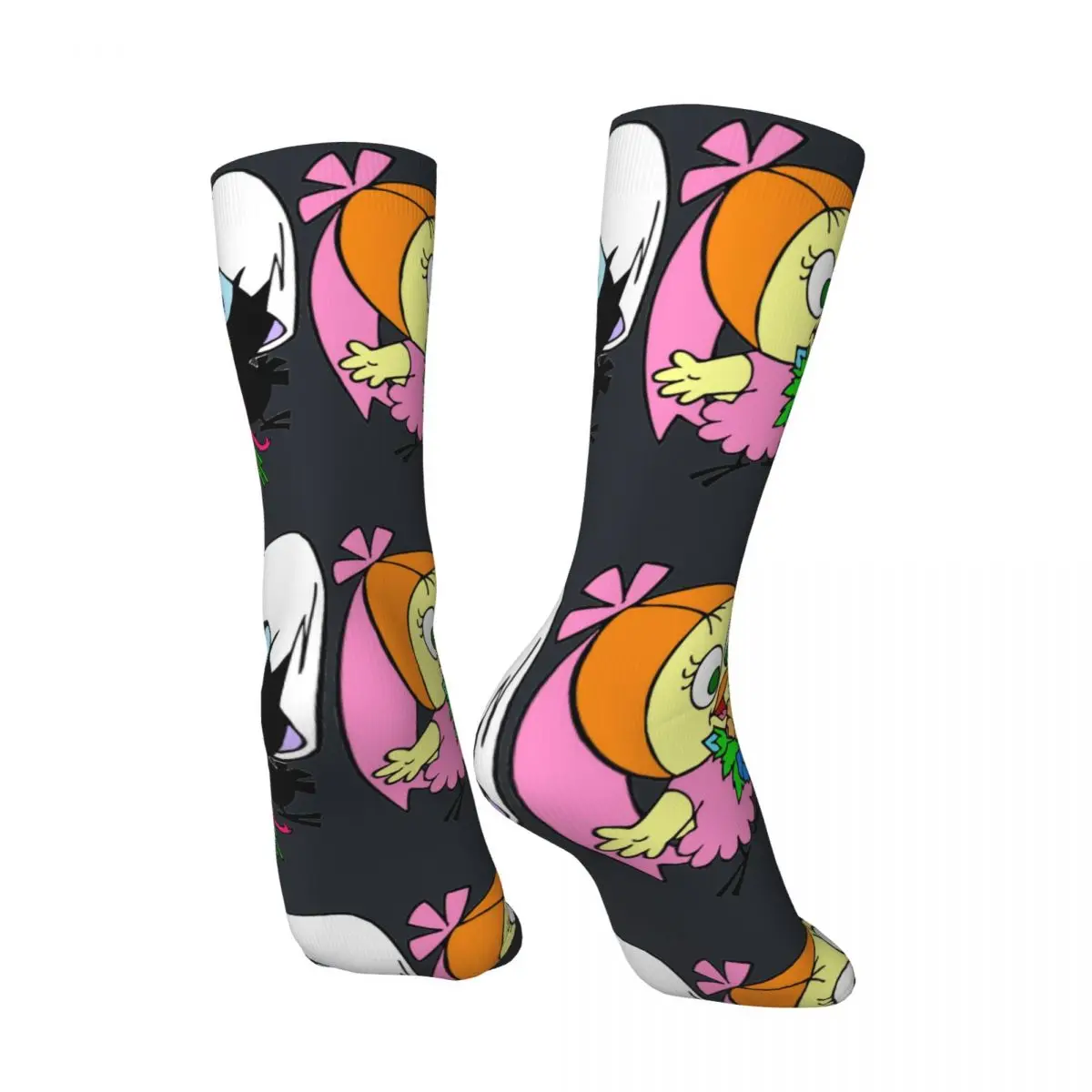 Funny Men's compression Socks Priscilla And Calimero Vintage Harajuku Animation Kalimaro Hip Hop Novelty Casual Crew Crazy Sock