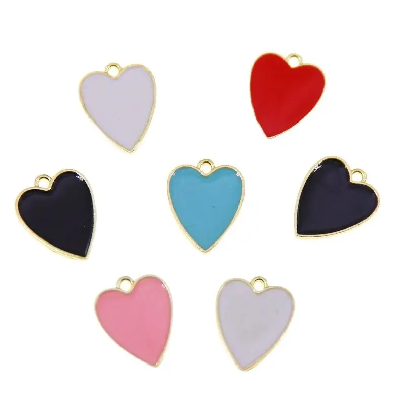 

18*14mm 50pcs Love Zinc Alloy Enamel Charms Mini Sweet Heart Charms For DIY Necklaces Bracelets Jewelry Accessories