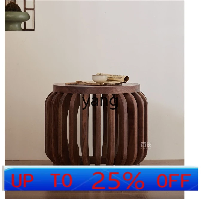

Lhh black walnut shoe changing stool simple short pier living room new Chinese tea room stool