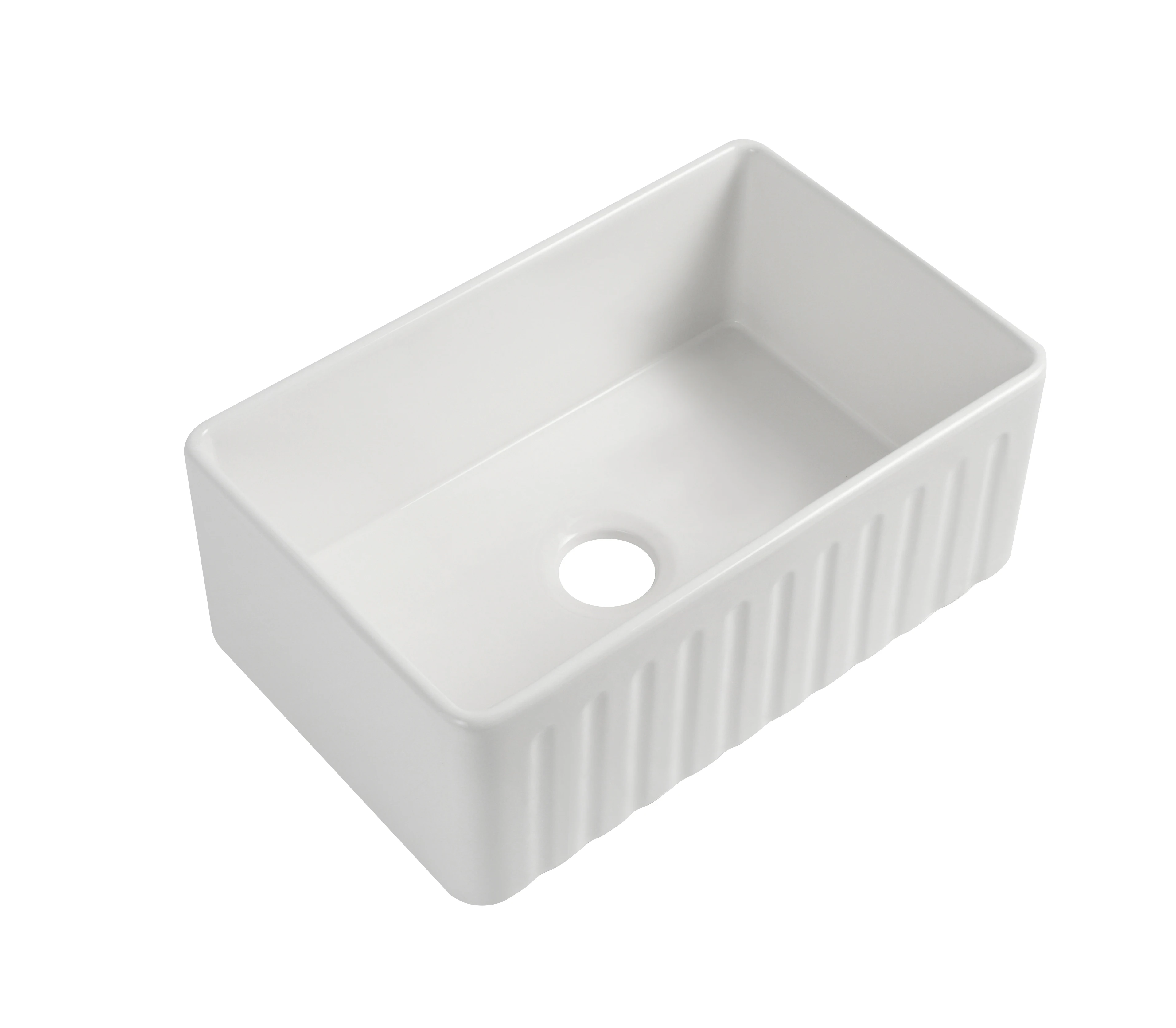 White farmhouse rectangular apron reversible fireclay single bowl ceramic kitchen sink with strainer