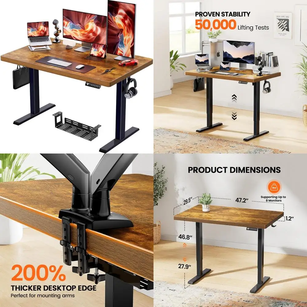 48x30 Inch Adjustable Height Electric Standing Desk with Memory Settings for Home Office Use