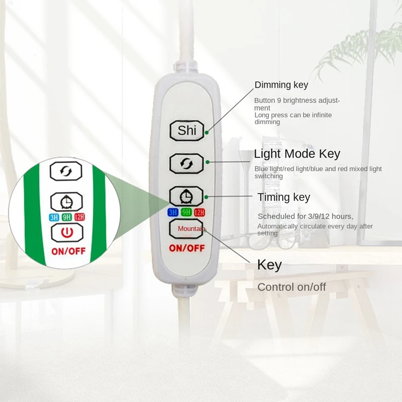 Grow Light For Plants With Control Full Spectrum Fitolamp Lights Home Flower Seedling Phyto Lamp US Plug High Guality