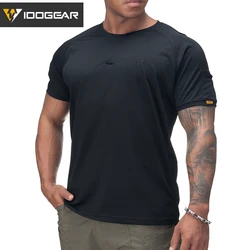 IDOGEAR-T-shirt tática do pescoço redondo, camiseta respirável, Fitness, Sportswear atlético, camisa do Gym, manga curta, secagem rápida, 3114, verão