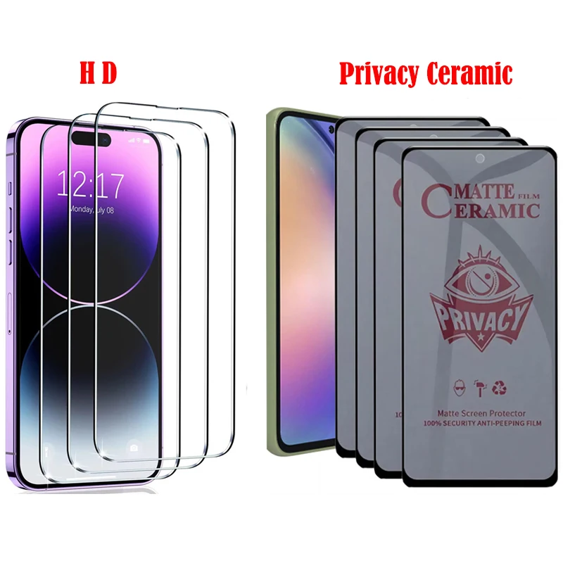 1-4Pcs Matte Ceramic Privacy Screen Protectors For iPhone 15 14 Pro Max 11 12 13 7 8 Plus Se Anti-spy Film for iPhone XSMax X XR