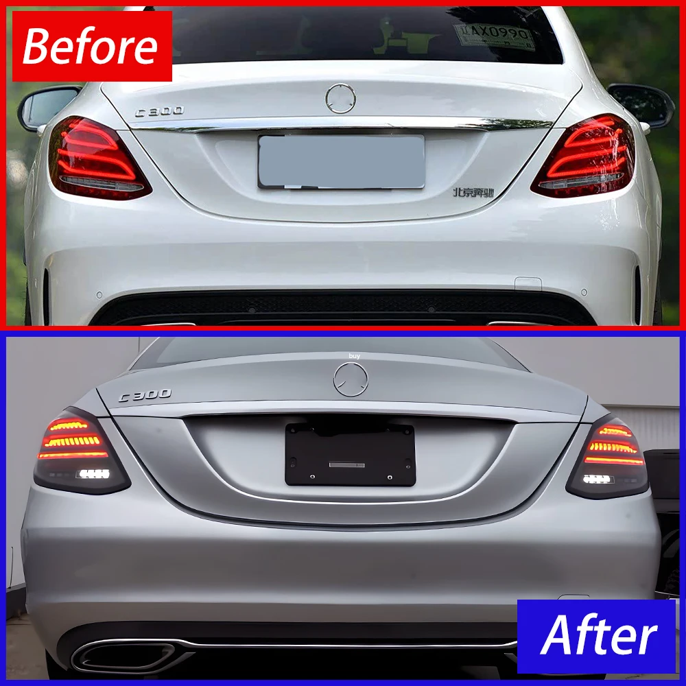 For Benz C-Class W205 2015-2021 Auto Back Lamps Assembly Upgrade LED Startup Effect Maybach style Taillight Car Tool Accessories