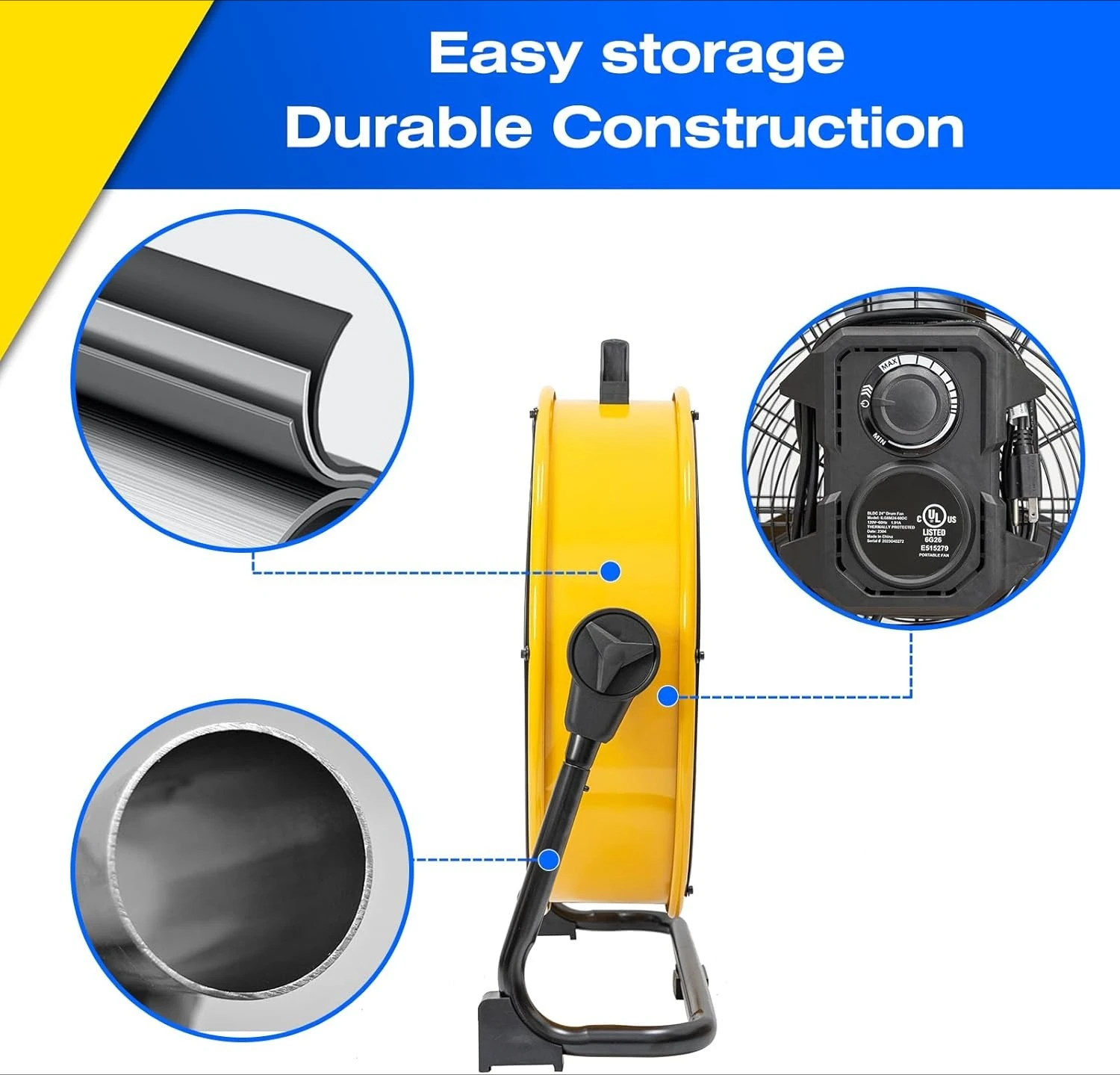 ブラシレスDCモーター搭載の高速円筒形フロアブロワー