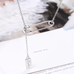 Safety Paper Pin Clip Pendant Necklace For Women Hollow Tassel Collarbone Chains Choker Women's Necklace Fashion Jewelry