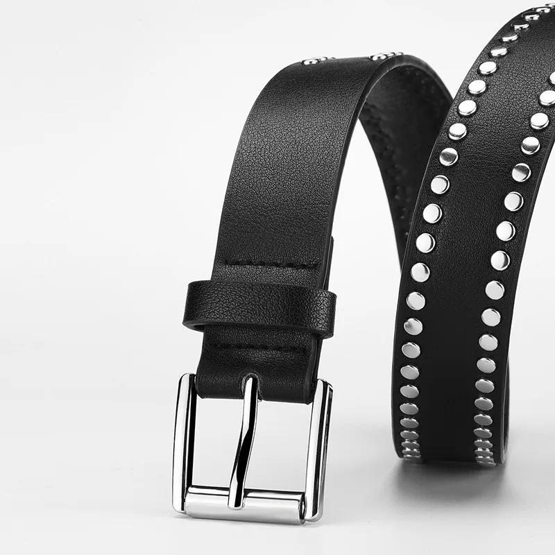 1spc Punk Style Rivet Decorative Needle Buckle PU Leather Belt, High End Women's Versatile Jeans Belt